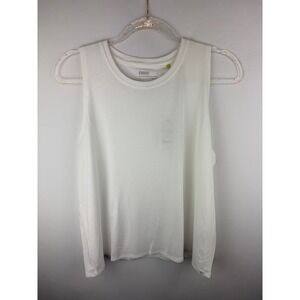 Tasc Women's All Day Tank White Bamboo Organic Cotton Muscle Tee Athletic Large